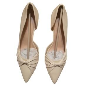 COUTGO Women Bowknot Pumps Stiletto Heels Pearlescent Wedding Shoes Size 8.5